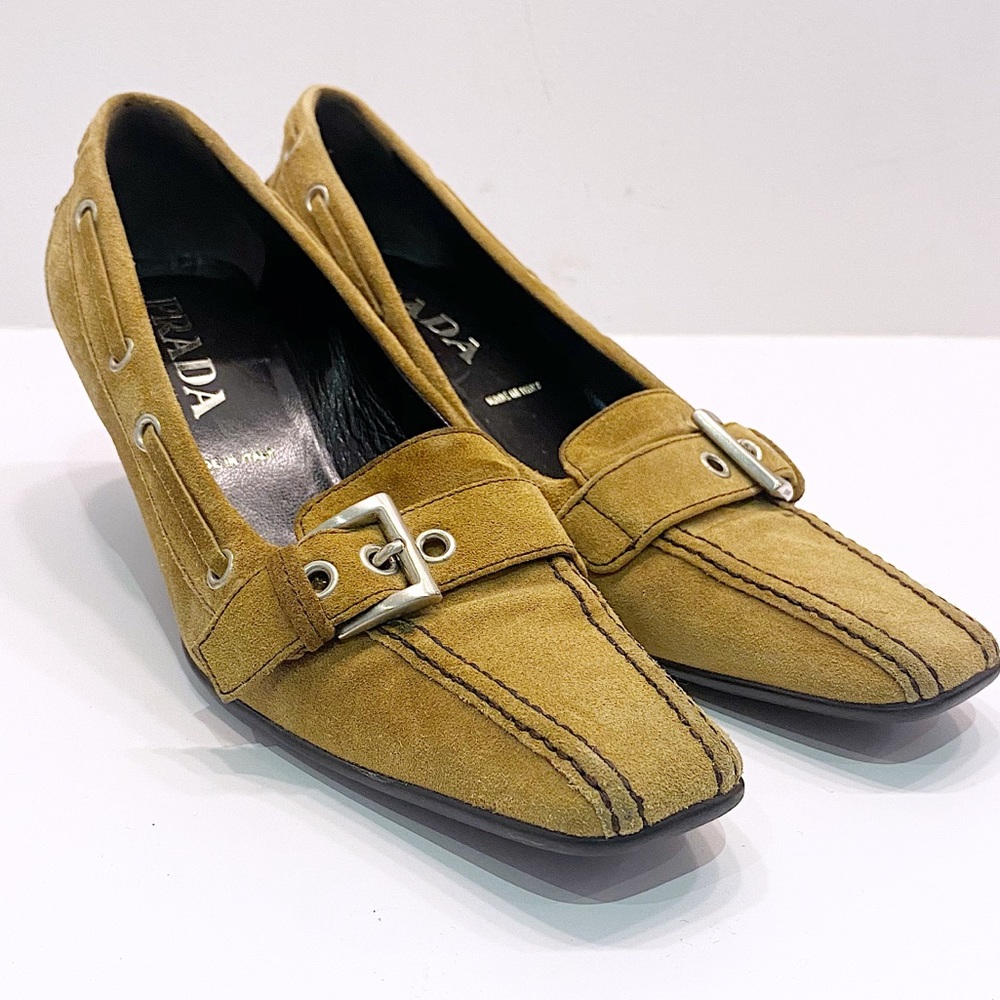 Prada Suede Kitten Heels with Buckle - 37
